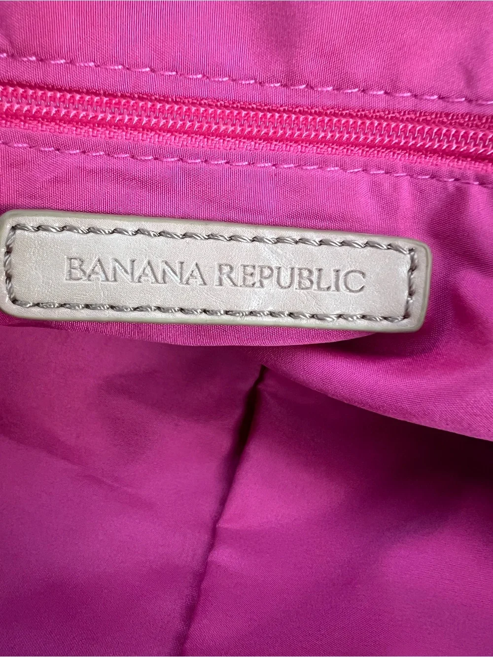 Banana Republic Pink, Orange & White Striped Tote with Neutral Handles